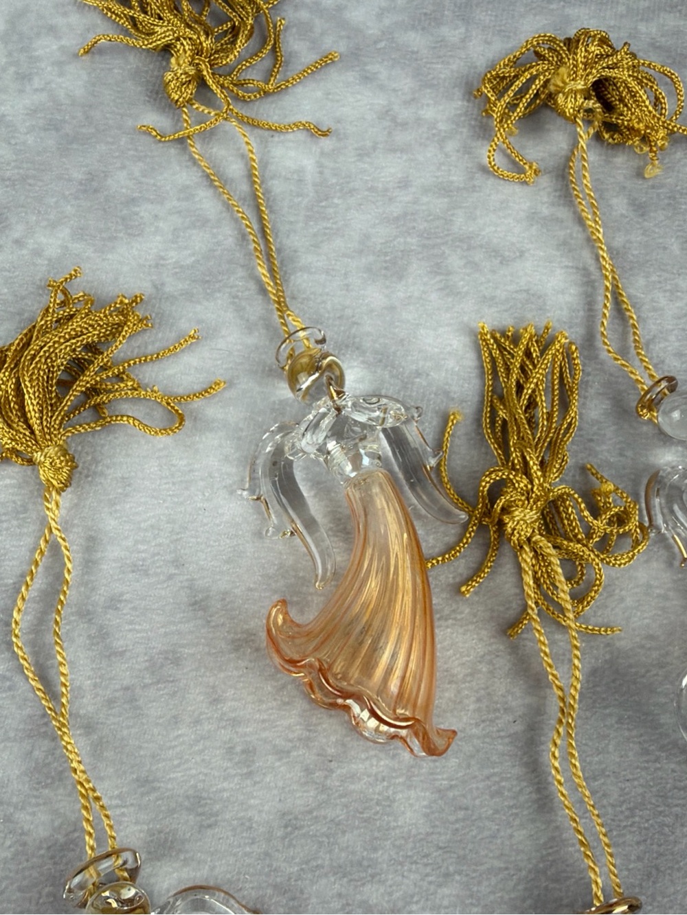 VTG Blown Glass Angel Christmas Ornaments Set 6 Assorted Iridescent Colors READ - Picture 8 of 16